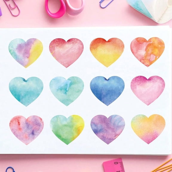 Rirozkan Valentines Day Stickers, 500 Pieces Heart Shaped Decal Stickers, Adhesive Love Labels for Crafts Gifts Decor