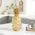 thumbnail image 3 of 7" x 18" Gold Polystone Textured Pineapple Fruit Sculpture, by DecMode, 3 of 14