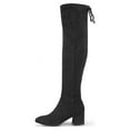 thumbnail image 4 of JORYA Women's Over the Knee Boots Block Heel Black Boots, 4 of 7