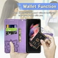 thumbnail image 3 of K-Lion for Samsung Galaxy Z Fold 5 Wallet Case, Embossed Butterfly PU Leather Credit Card Slots Folio Case Premium Shockproof Wristlet Strap Stand Function Case Cover,Light Purple, 3 of 7
