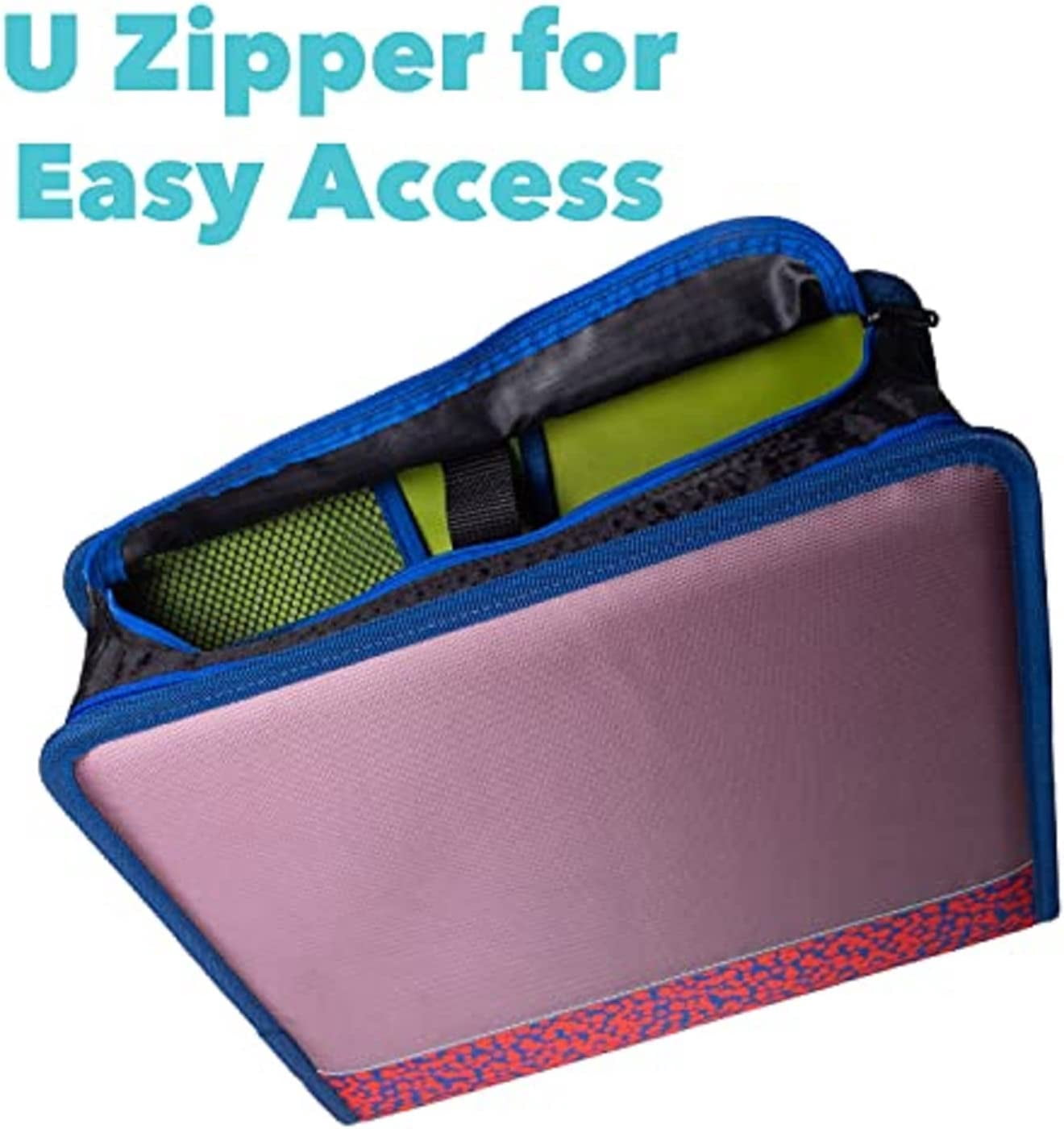 Case-it The Dual 2-in-1 Zipper Binder - Two 1.5 Inch D-Rings - Includes Pencil Pouch - Multiple Pockets - 600 Sheet Capacity - Comes with Shoulder Strap - Monster Design Dual-101-ME
