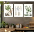 thumbnail image 4 of 3 Pcs Sage Green Farmhouse Kitchen Canvas Wall Art Minimalist Dining Room Eucalyptus leaves plant Painting Pictures Wall Decor Poster Print Artwork For Dining Room kitchen Home Decoration, 4 of 6