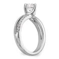 thumbnail image 6 of Solid 14k White Gold Diamond Round Diamond Side-Stones with CZ Cubic Zirconia Center Stone By-Pass Engagement Ring Size 7, 6 of 8