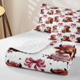 thumbnail image 4 of Manfei Cute Highland Cattle Bed Spread Queen 3pcs,Cartoon Ribbon Bow Queen Coverlet Set,Pink Brown,1 Quilt and 2 Pillowcases, 4 of 7