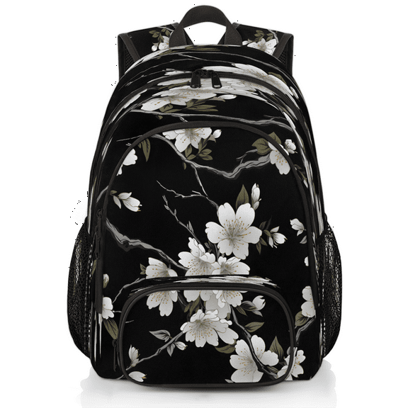 Herdesigns White Flowers Laptop Backpack for Women Men, 18.3 Inch Large Computer Backpacks Fashion Teacher Nurse Bag Casual Daypack for Work Travel