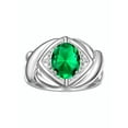 thumbnail image 3 of RYLOS Bagues pour Femmes Bague en Or Blanc 14K XOXO Câlins et Baisers Bague Pierre Précieuse 9x7 mm et Diamant Mai Émeraude Bijoux pour Femmes Taille 8, 3 of 7