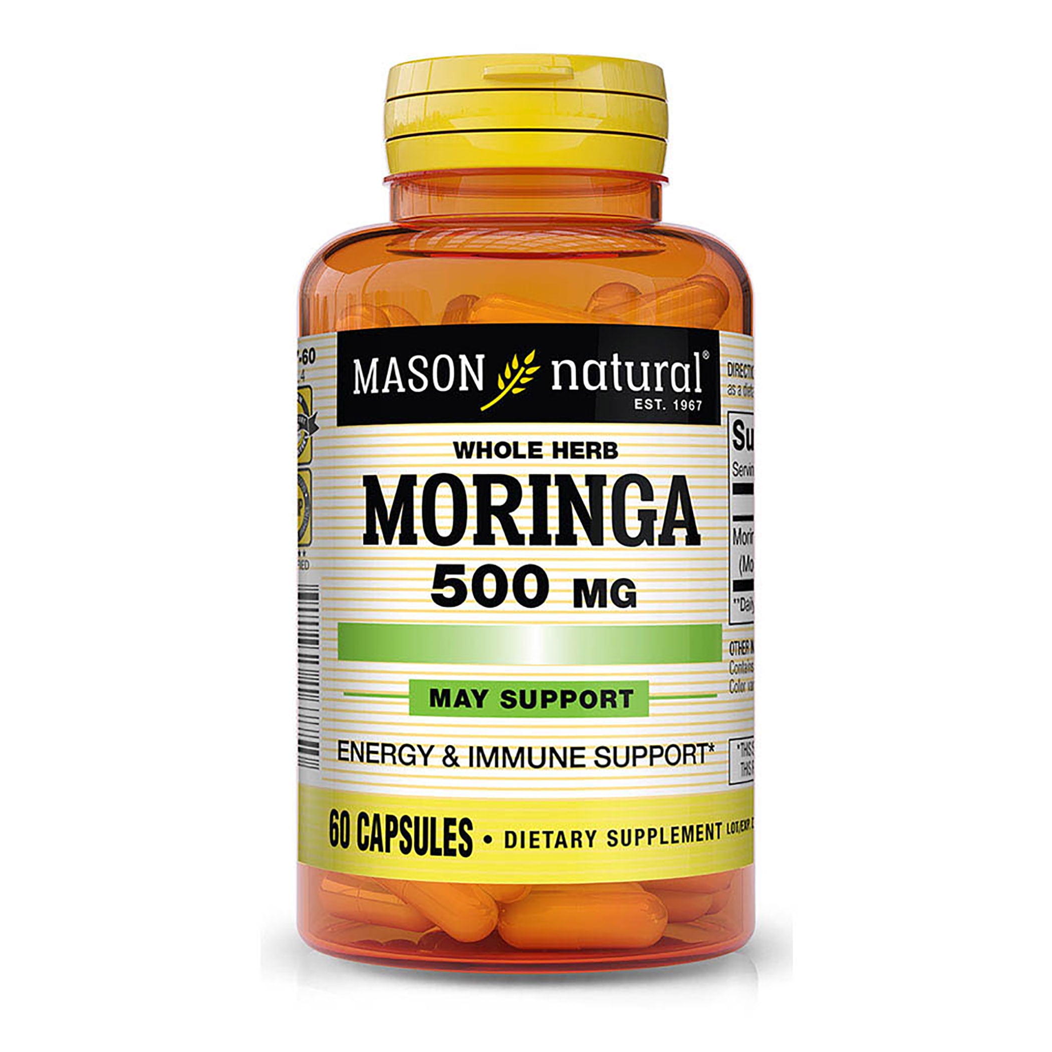 Mason Natural Moringa 500 mg - Supports Energy Metabolism and Inflammatory Response, Antioxidant Immune Support Herbal Supplement, 60 Capsules