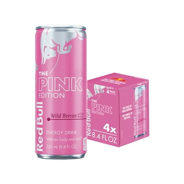 Red Bull Pink Edition Energy Drink, Wild Berries, 8.4 fl. oz., Pack of 4 Cans,  80mg Caffeine