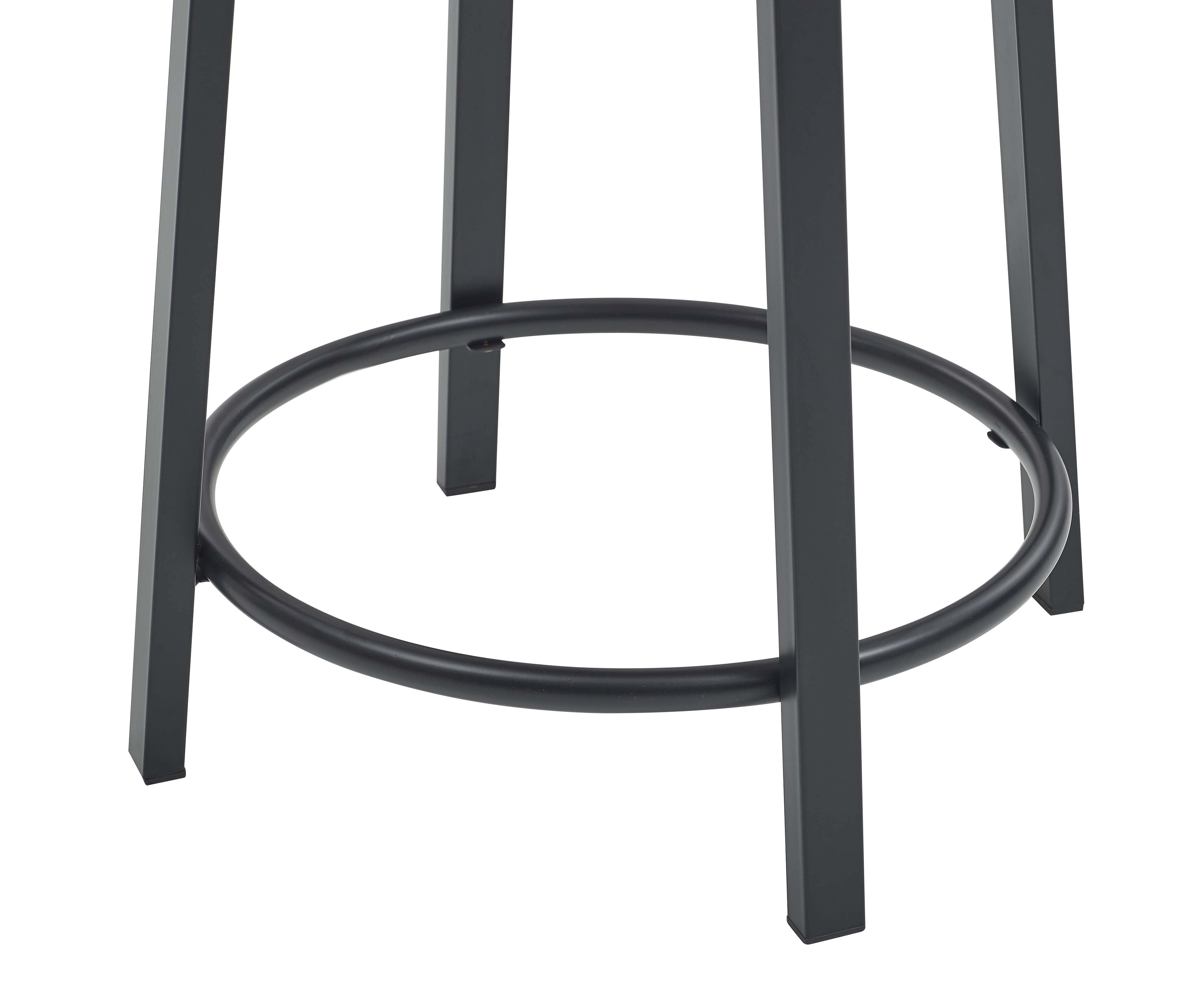 TrumanPick Set of 2 Modern Counter-Height Swivel Stools, 360° Swivel, Brown Fabric Seat, Black Metal Frame