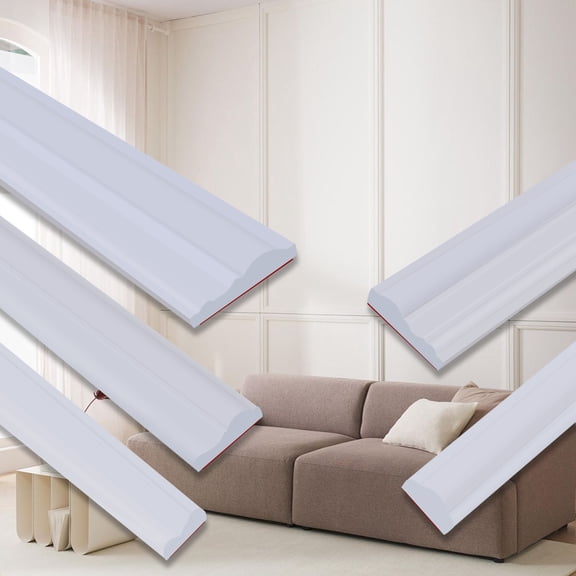 Peel and Stick Chair Rail Panel Molding, 240"L x 0.9"W Strong Self Adhesive TPE Wall Moulding Trim for Home DIY Decoration (Paintable White)