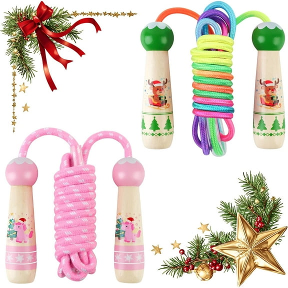 Jump Rope for Kids, Kalolary Adjustable Skipping Rope, Kids Jump Ropes with Wooden Handle for Girls Boys, Weighted Jumping Ropes for Fitness Workout Exercise Outdoor Fun Activity