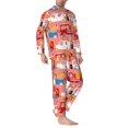 thumbnail image 2 of Sikiie Cartoon with Traffic Elements Mens Pajama Set, Soft Warm Long Sleeve Sleepwear, Cozy Button-Down Pjs for Men-, 2 of 7