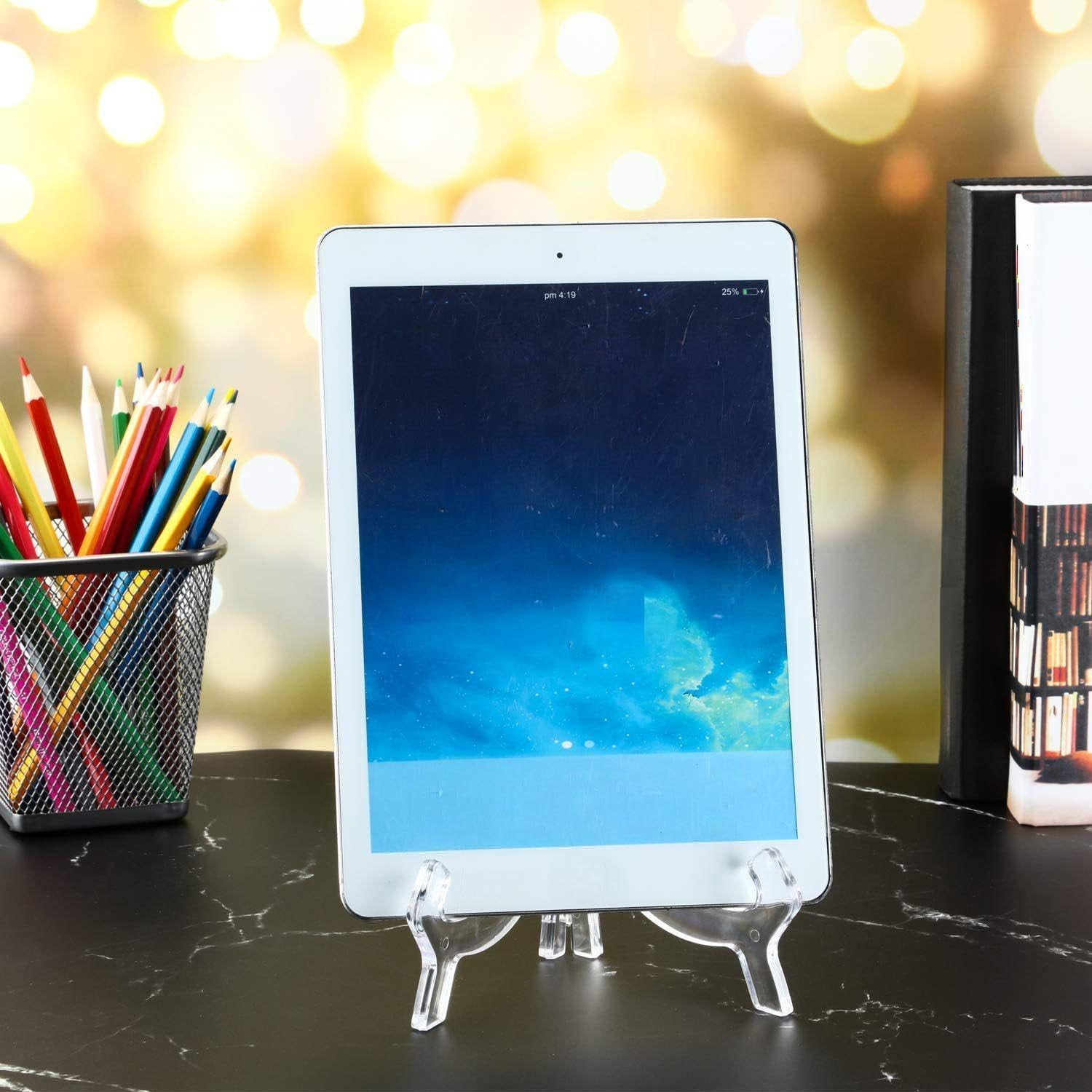 3 Pieces 4.5/7/9.8 Inch Clear Acrylic Easels Display Stands Plate Stands Holders to Display Pictures or Other Items for Weddings, Birthdays, Home Decoration, Tables