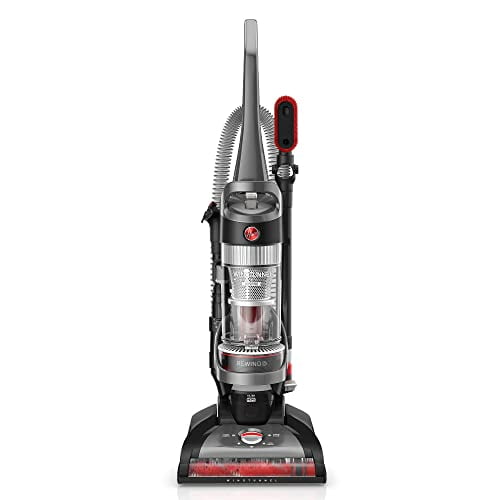 Aspiradora vertical con cable Hoover WindTunnel, sin bolsa y con rebobinado automático, con filtración HEPA y rebobinado automático del cable. Ideal para uso doméstico.