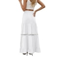 thumbnail image 2 of ZHOGXU Womens Skirt Elastic Waist Solid Color A Line Bohemian Style Flowy Fashion Comfortable Maxi Skirt For Casual Daily Wear,White,S, 2 of 9