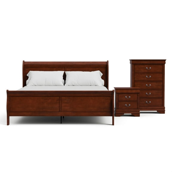 Furniture of America Arabella Wood 3-Piece King Bedroom Set in Cherry