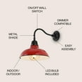 thumbnail image 4 of JONATHAN Y Aurora 12.25" 1-Light Farmhouse Industrial Indoor/Outdoor Iron LED Gooseneck Arm Outdoor Sconce, Red, 4 of 7