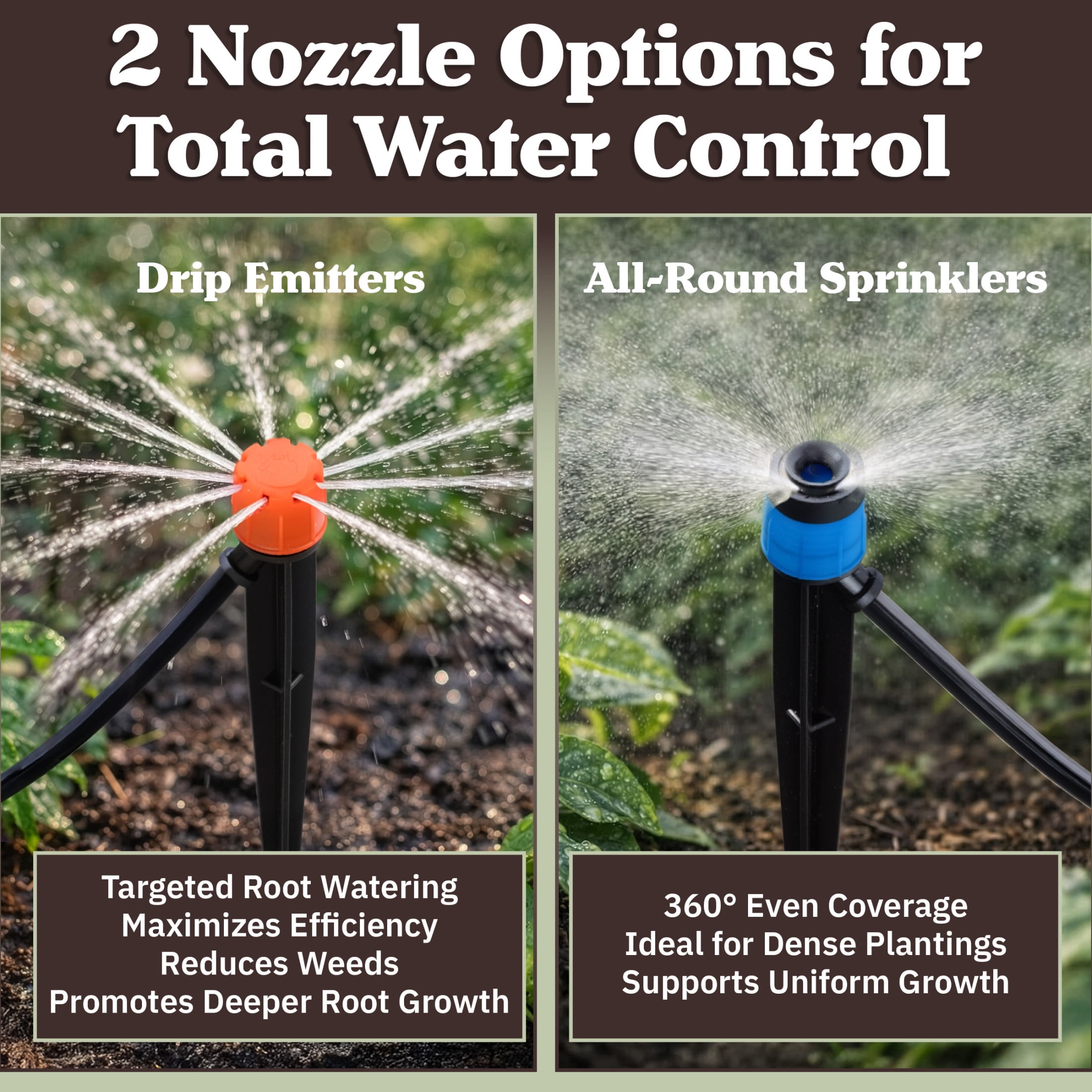 Pure Garden 100ft Adjustable Drip Irrigation System for Garden, Greenhouse, or Raised Beds