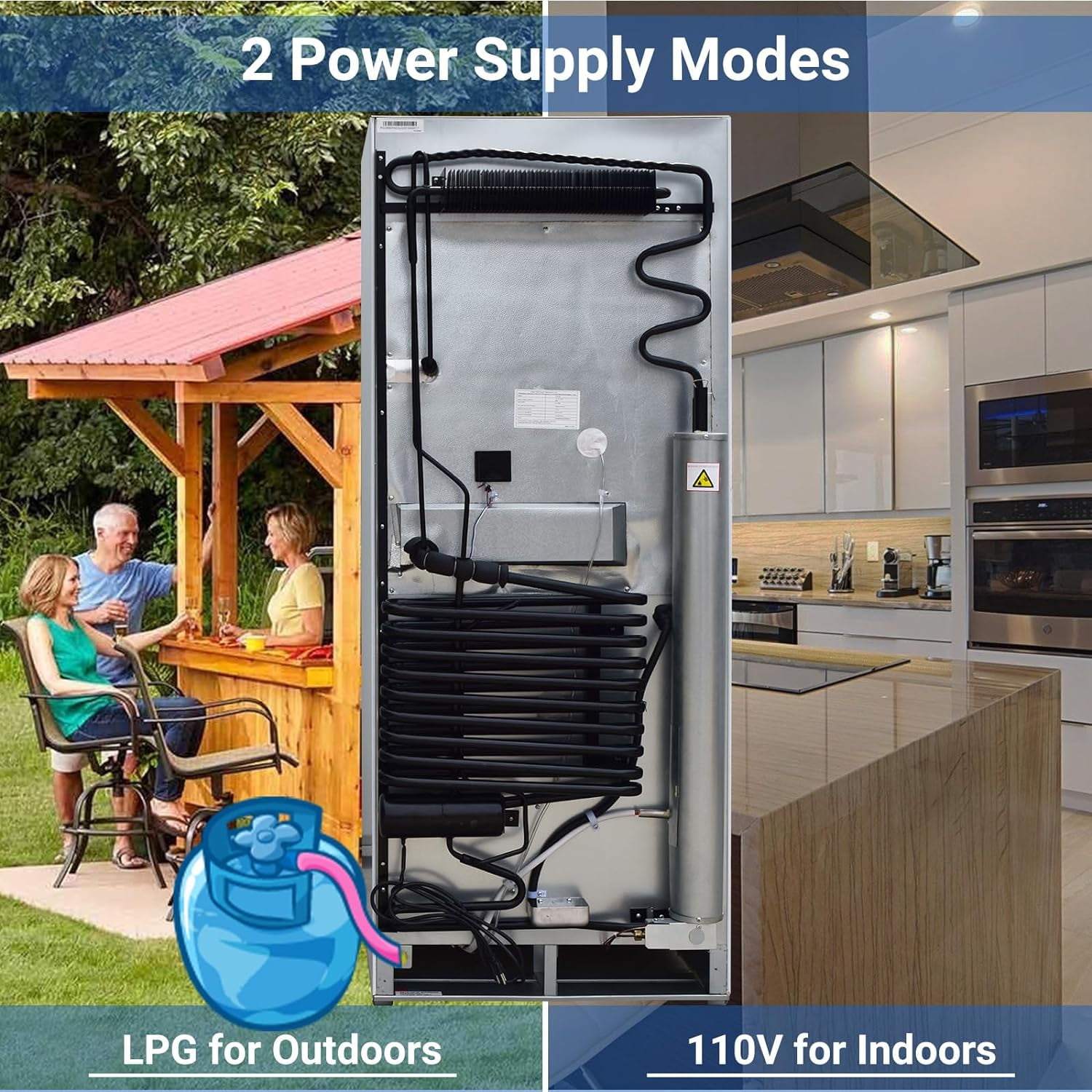 Smad Propane Refrigerator with Freezer 9.3 Cu ft 110V Fridge for Garage RV Food Truck Off Grid