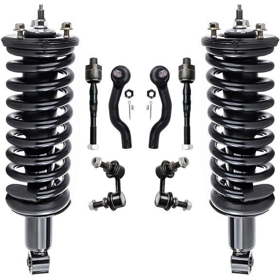 Detroit Axle - 4WD Front Struts w/Coil Spring   Sway Bars Outer & Inner Tie Rods End Replacement for 2005-2019 Nissan Frontier 4.0L - 8pc Set
