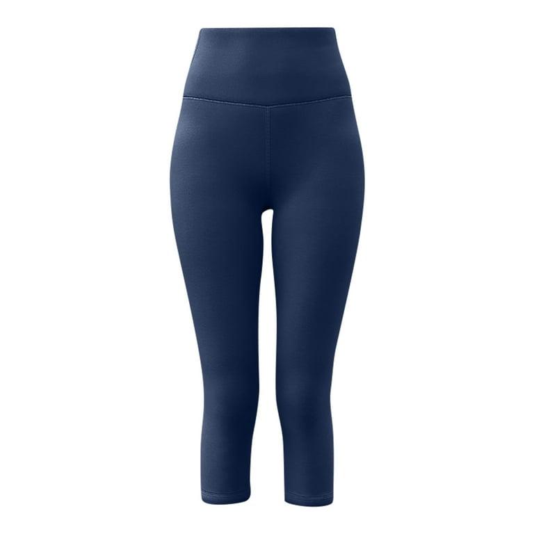Sakmal Blue Capri Leggings for Women Athletic Soft Tummy Control