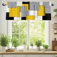 thumbnail image 2 of Abstract Art Valances for Windows, 42 x 18in, Patchwork Black and Yellow Rod Pocket Kitchen Valance Curtain Light Filtering Window Treatments for Living Room Bedroom, 1 Panel, 2 of 7
