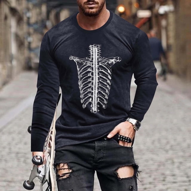 Blusas y camisas de manga larga con cuello redondo para hombre, moda informal, estampado, deportivas, de manga larga, cuello redondo, blusas, camisas para hombre, blusa de poliéster