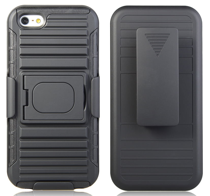 iPHONE SE BELT CLIP, NAKEDCELLPHONE BLACK GRIP RING ARMOR CASE COVER