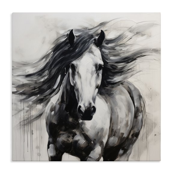 Stupell Industries Modern Black Horse Abstraction Canvas Art, 24 x 24, by Irena Orlov