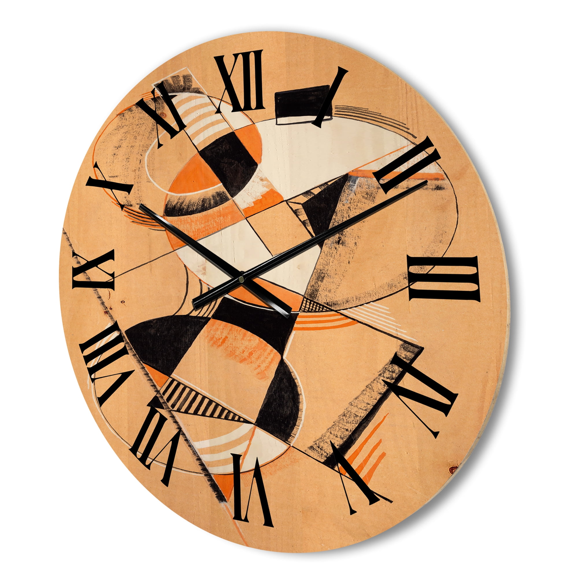 Designart 'Abstract Compositions Of Colored Geometric V' Modern Wood Wall Clock