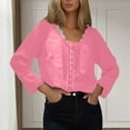 thumbnail image 2 of EDFBUYKRS Womens Long Sleeve Shirts, Casual Crewneck Tunic Tops for Womens Fall, Basic Tees for Women Loose Fit S, 2 of 5