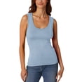 thumbnail image 3 of TrendOFT Basic Tank Tops for Women Undershirt Ribbed Sleeveless Scoop Neck Casual Layering Basic Tanks Top Blue L, 3 of 5