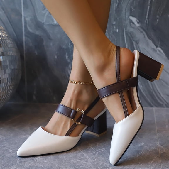 Xucatan Women's Square Toe T Strap Flats, Chunky Low Heel Closed Toe Shoes with Adjustable Metal Buckle, Faux Leather Casual Pumps, Versatile Plus Size Design for Spring Summer Daily Gift