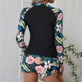 thumbnail image 6 of GEWSEY Women 2 Piece Long Sleeve Rash Guard with Built in Bra Swimsuits UPF 50+ Swim Shirt with Boyshort Bottom (Black2, S), 6 of 6