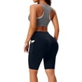 thumbnail image 4 of Domuza Women's Biker Shorts with Pockets Plus Size High Waist Workout Yoga Spandex Athletic Bicycle Leggings Shorts for Running Navy 5XL, 4 of 4