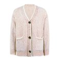 thumbnail image 4 of Tiqkatyck Trench Coat Women's Contrasting Button Pocket Fall/Winter Sweater Cardigan Jacket Plus Size Tops Clearance Long Sleeve Tops Pink M, 4 of 5