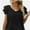 Black, variant on Womens Casual Tops Cute Ruffle Short Sleeves V Neck T-Shirts Solid Color Fashion Loose Tunic Top