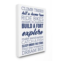 The Kids Room by Stupell Climb Trees Dream Big Navy with White Canvas Wall Art by Daphne Poselli