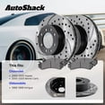 thumbnail image 2 of AutoShack Front & Rear Brake Rotors & Premium Pads for Chevrolet, Impala 2000-2005 Monte Carlo 2000-2005, FWD V6 3.4L 3.8L - E-Coated Drilled & Slotted - ShadowGuard, 2 of 4