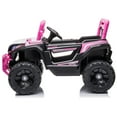 thumbnail image 2 of CIPACHO 12V Powered Ride Ons Four Wheel Drive Leather Electric Kids Car with R/C, Seat Belt four Wheel Absorber, Pink, 2 of 7
