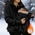 thumbnail image 2 of Cdudpw Maternity Coat Winter Cozy Carrier Mom Coats Sherpa Jacket 3-In-1 Sherpa Fleece Jacket,Zipper Maternity and Kangaroo Carrier Coat Clothes(S356-Black), 2 of 7