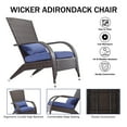 thumbnail image 7 of Outdoor Patio Wicker Adirondack Chair Outside Fire Pit Chairs Oversized Comfy Coconino Rattan Armchair Low Deep Seating High Back with Cushion and Pillow for Porch Deck Balcony Lawn Garden Navy Blue, 7 of 7