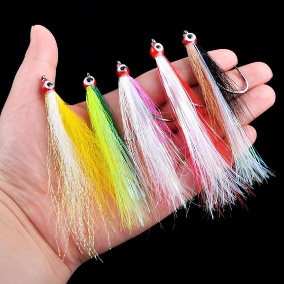 5pcs Clouser Minnow Fly Fishing Flies Salmon Trout Steelhead Jig Hooks Streamer Fly Fishing Lure Saltwater Freshwater Flies Sea Bass Striper Flounder Lures
