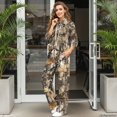 thumbnail image 3 of Glofpot Women's 2 Piece Outfits, Mock Neck Sweatsuits Loungewear Set Long Sleeve Sweatshirt, Wide Leg Sweatpants, Oversized Sweat Sets,Casual Tracksuit,Drawstring Activewear, Camo Bow Sweat Suit, 3 of 8
