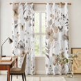 thumbnail image 4 of Brown Grey Floral Spring Kitchen Curtains 84 Inch Length, Watercolor Botanical Butterfly Grommet Top Bedroom Living Room Curtains, Light Filtering Cafe Curtain Drapes 2 Panels Set 84''x84'', 4 of 9