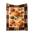 thumbnail image 2 of Thanksgiving Autumn Flannel Blanket Orange, Elegant Fall Pattern Plush Throw, 27.5x39.4inLightweight Warm Quilt, Stylish Home Furnishing for Sofa Bed Outdoor Camping Use, 2 of 6