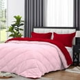 thumbnail image 4 of D.N.G. BEDDINGS 3 Piece Luxury Reversible Diamond Pattern Comforter Set Premium Super Soft, All Season 800 TC, 100% Egyptian Cotton King/California King Size Light Pink-Red Color, 4 of 7