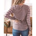 thumbnail image 4 of Blusa de mujer de manga larga con cuello redondo y gemelos, Top de retazos de rayas de leopardo para mujer, 4 of 6