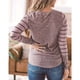 thumbnail image 4 of Blusa de mujer de manga larga con cuello redondo y gemelos, Top de retazos de rayas de leopardo para mujer, 4 of 6