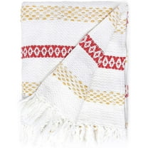 · REDEARTH · Classic Throw Blanket -Jacquard Medium Weight Soft Lap Blanket for Sofa Bed Couch Chairs loveseats car, Living, Indoor/Outdoor use 100% Cotton (50"x60"; Red)